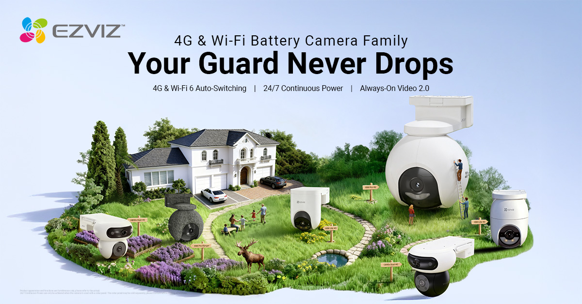 EZVIZ breaks new ground in outdoor security with the 4G & Wi-Fi battery camera family, addressing everyday challenges while inspiring new scenarios from homes to wilderness