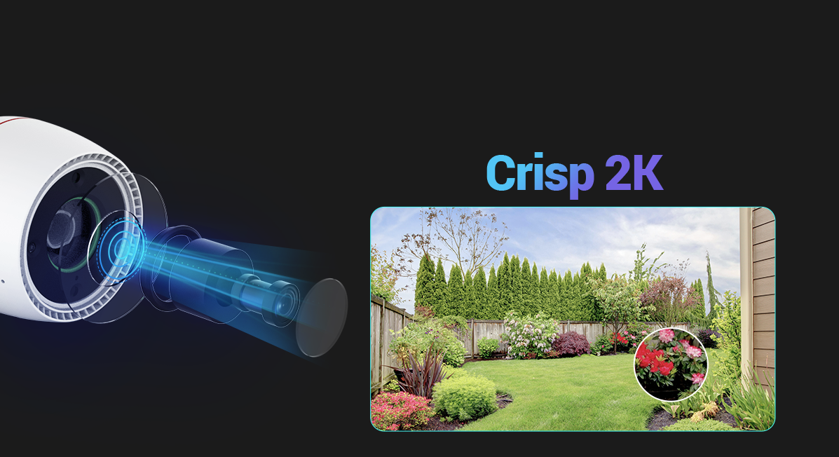 Vue extérieure illustrant la qualité d’image 2K de la caméra EZVIZ H3c