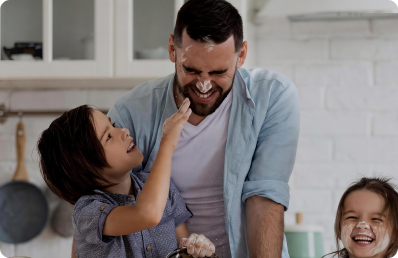 Family using a home security service