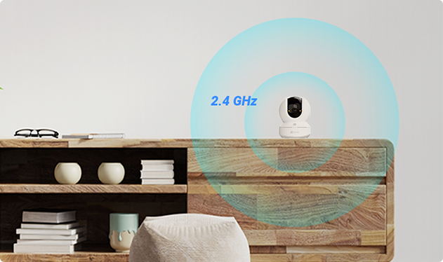 TY1 G1 camera connected to 2.4 GHz Wi-Fi in a bedroom